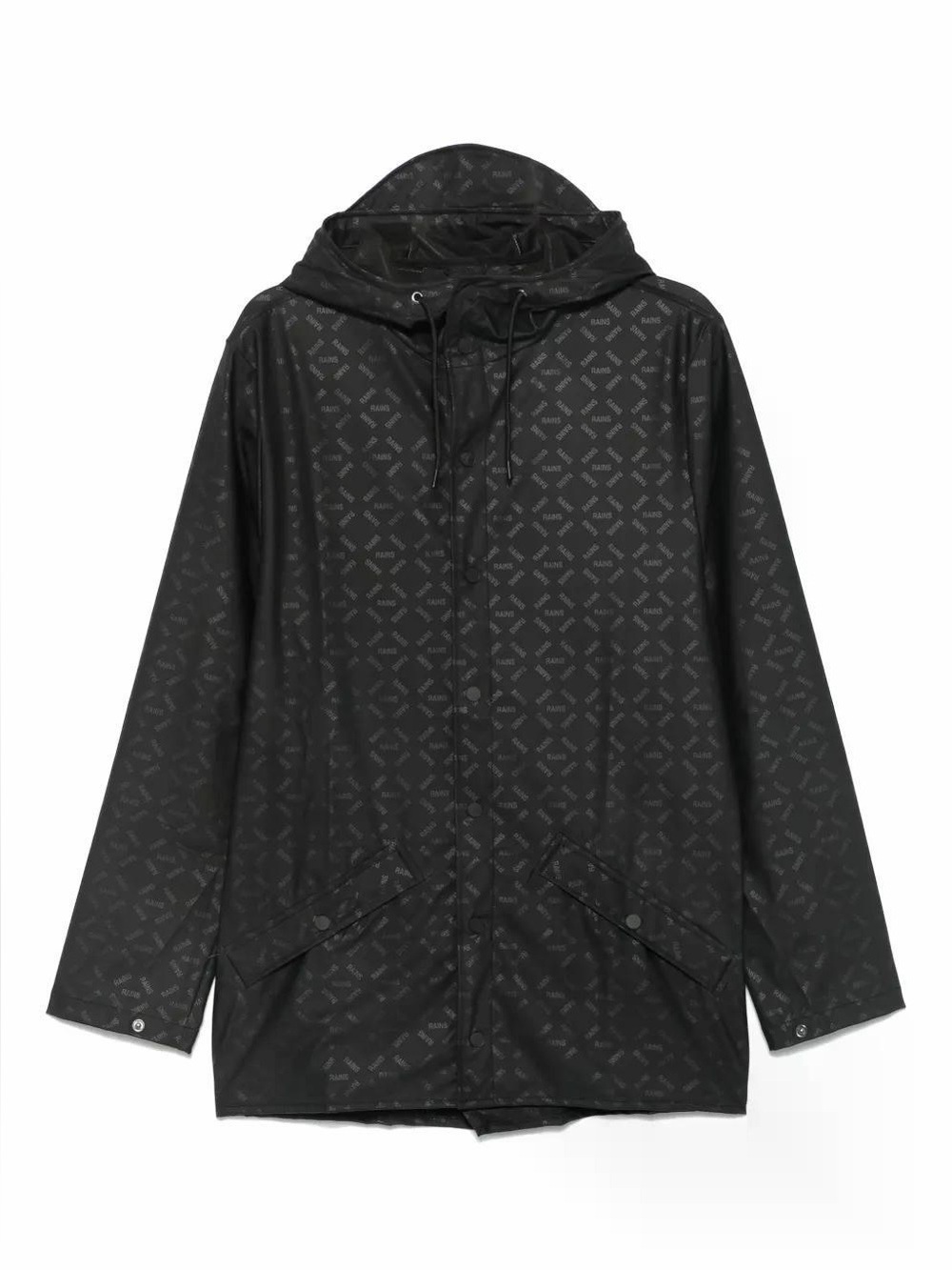 RAINS House Print Raincoat Jacket W3 Black
